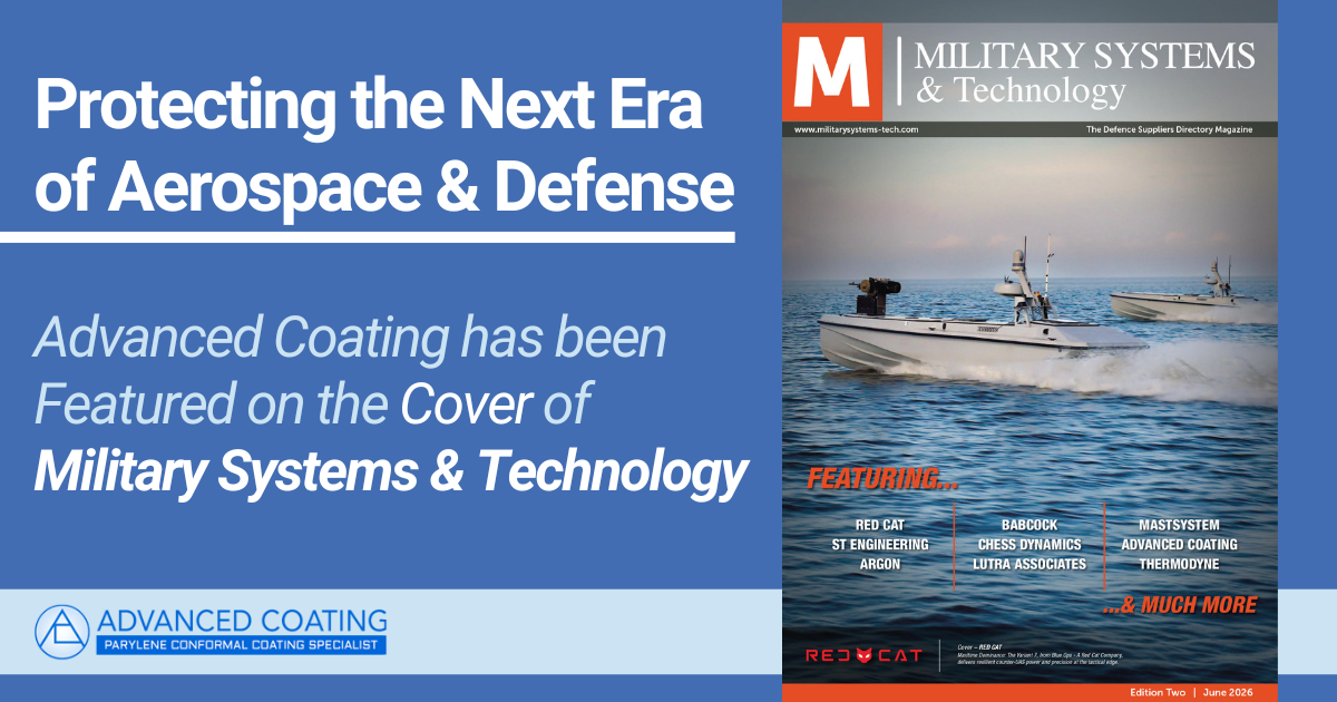 Advanced Coating's graphic showcasing the feature on the home cover of Military Systems & Technology Magazine